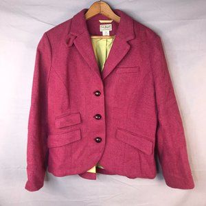 L.L. Bean Pink Wool blend Herringbone Blazer Jacket